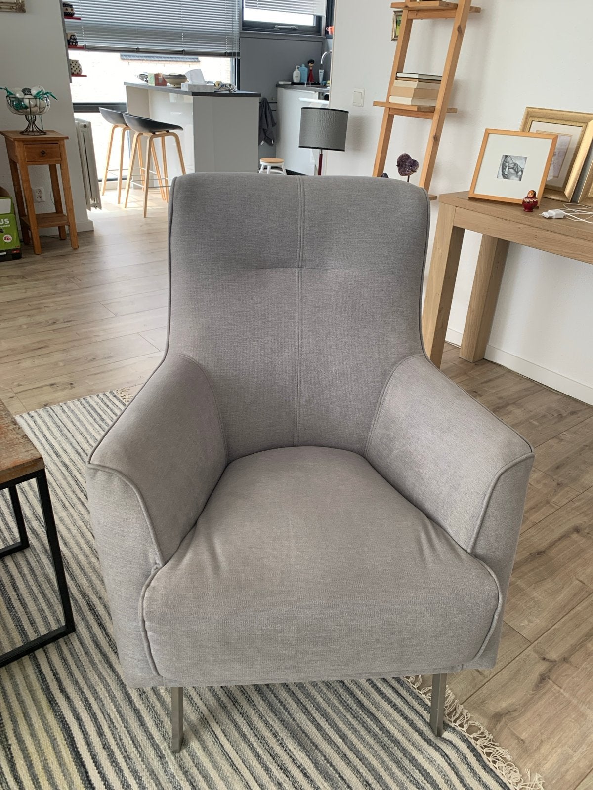 H&H (Henders & Hazel) Grijze fauteuil, Ophalen, Gebruikt, 75 tot 100 cm, Stof