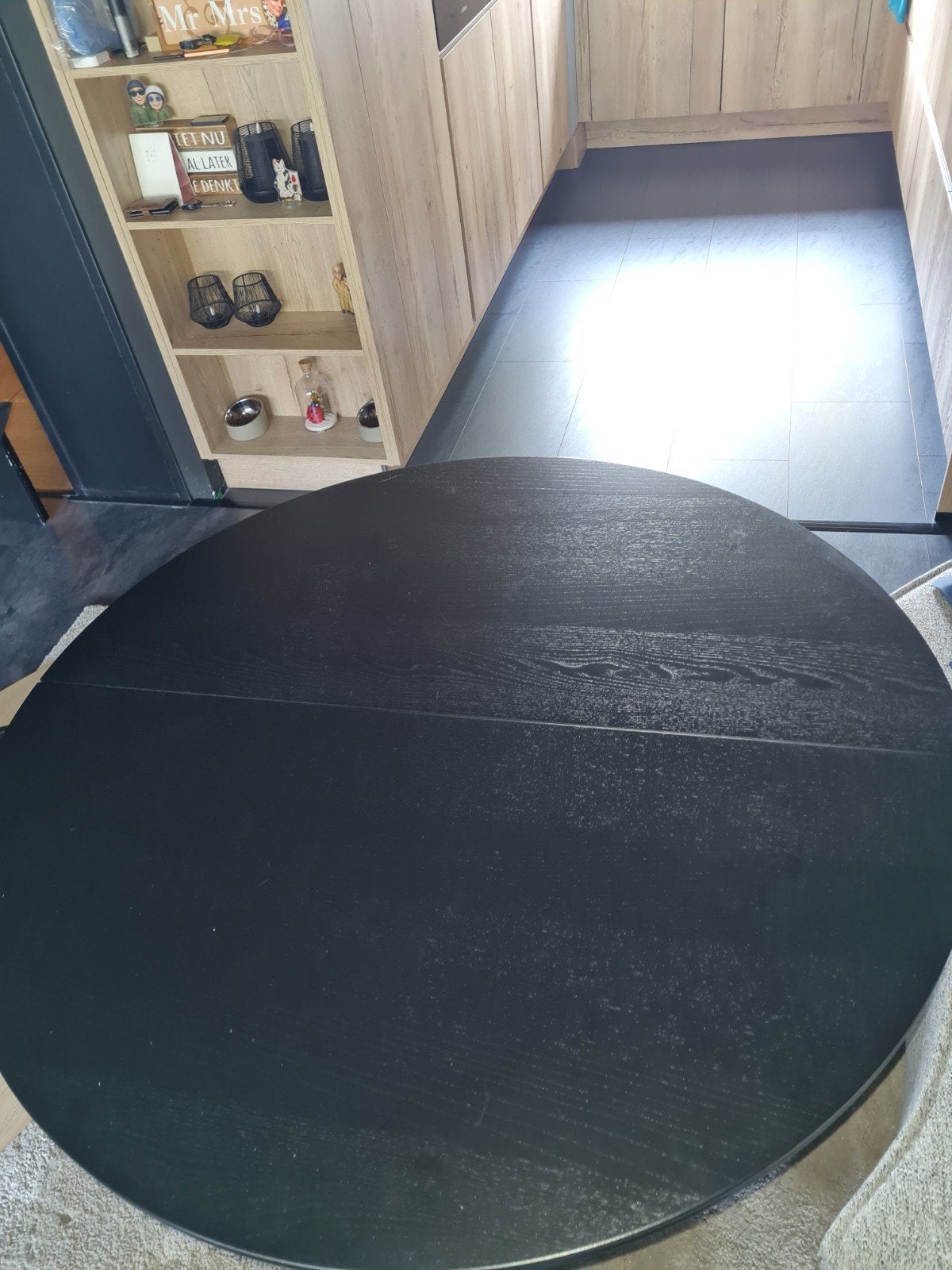 IKEA uitschuifbare eettafel - Zwart, zo goed als nieuw, Ophalen, Zo goed als nieuw, Vier personen, Ovaal