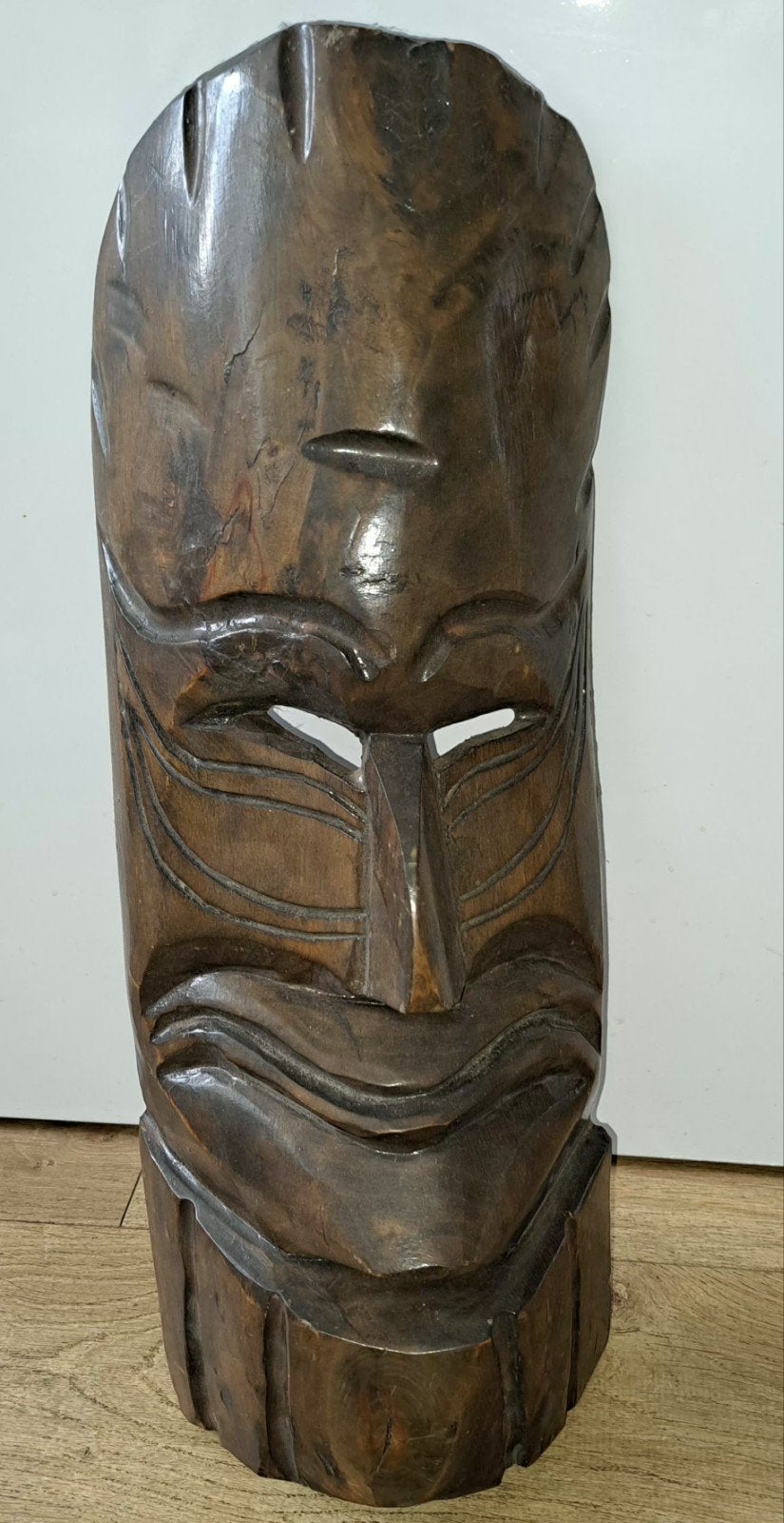 TIKI-MASKER van hout, handgesneden 43 x 16 cm, Oceanië, 20 - 50 cm, Hout, Man