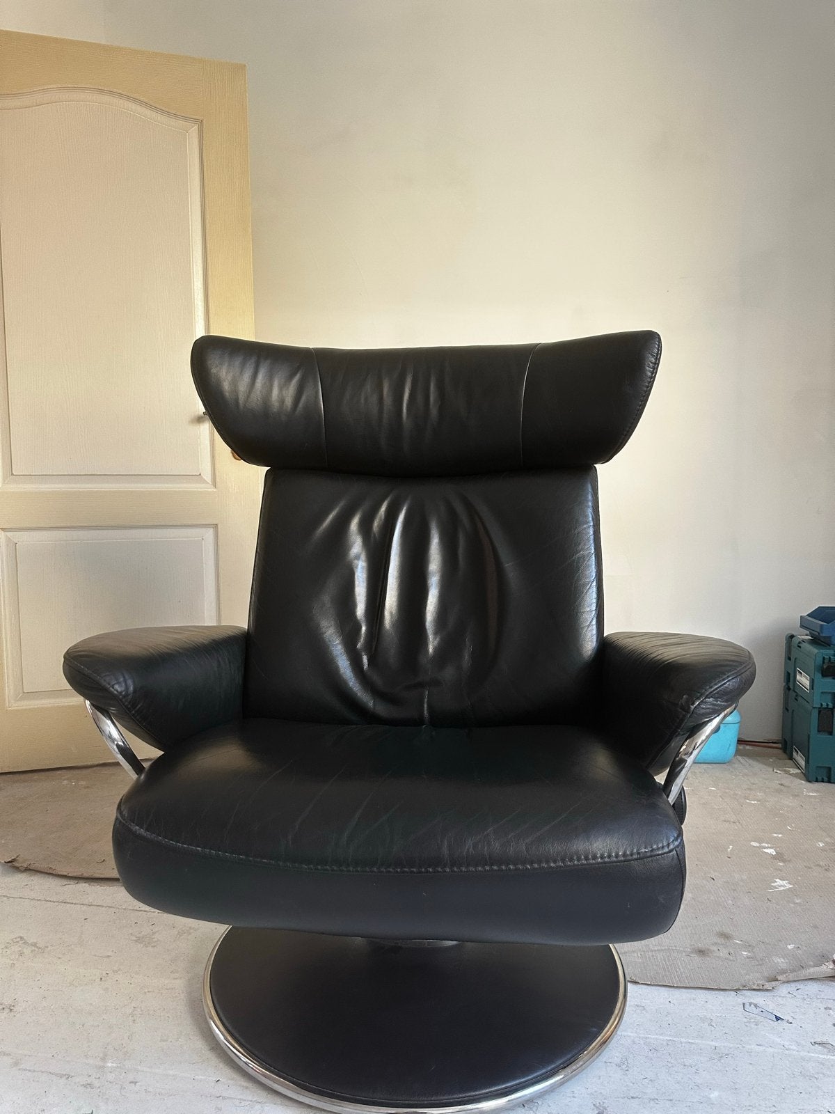 Stressless fauteuil zwart leer - Comfortabele relaxstoel, Ophalen, Gebruikt, Zwart, Leer