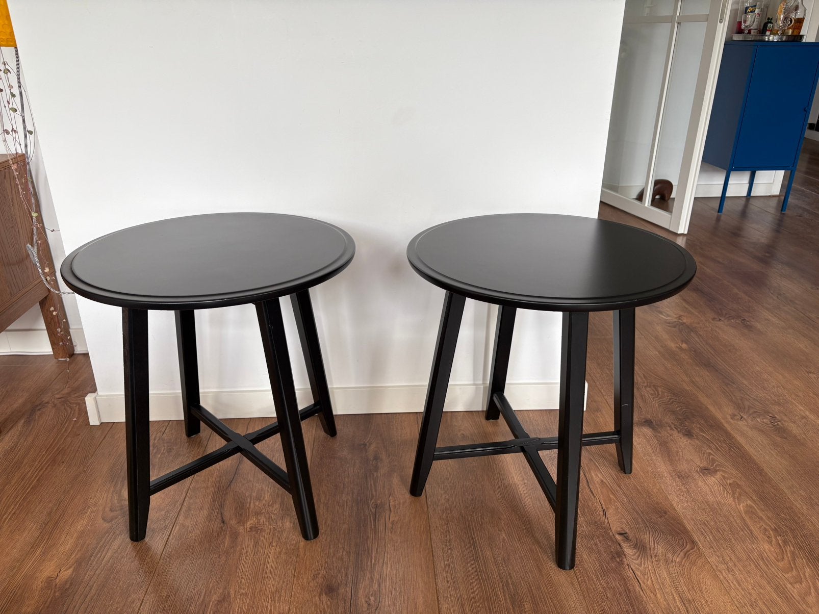 Kragsta zwarte ronde tafeltjes twee, Ophalen, Minder dan 45 cm, Minder dan 55 cm
