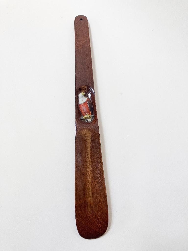 antieke houten schoenlepel met houtsnijwerk, Ophalen of Verzenden
