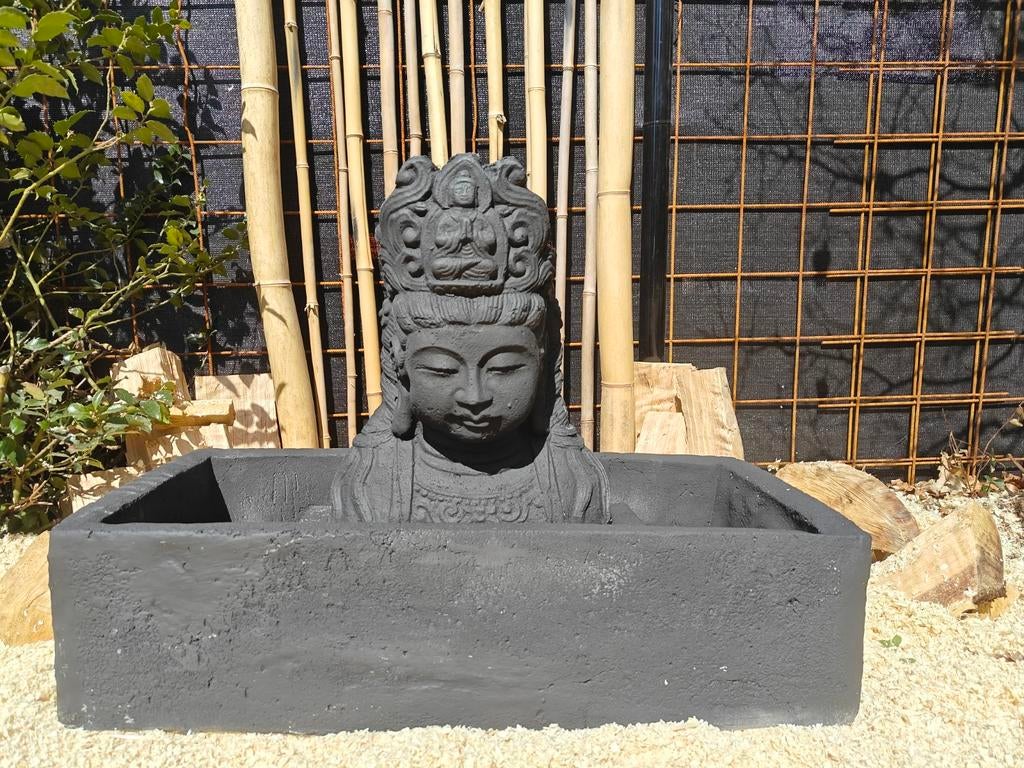 Mooie Geisha oosterse Buddha fontein water ornament beton, Ophalen of Verzenden, Rond, Tuin, 60 cm of meer