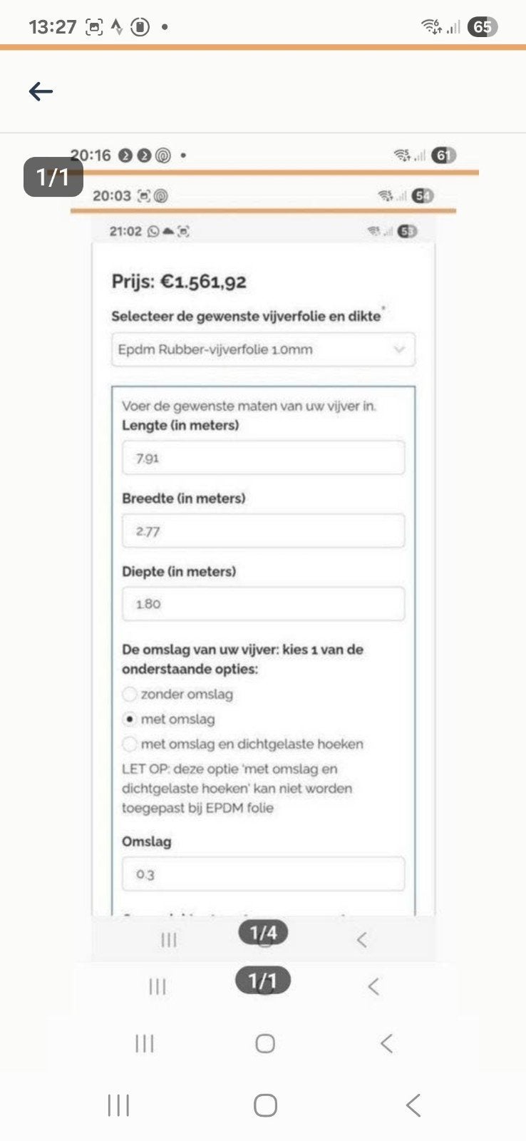 Nieuwe 3D vijverzak Epdm Maten 7.91 x 2.77 x 1.80 x 0.47, Ophalen, 3853JR, Nieuw, Aquafactory