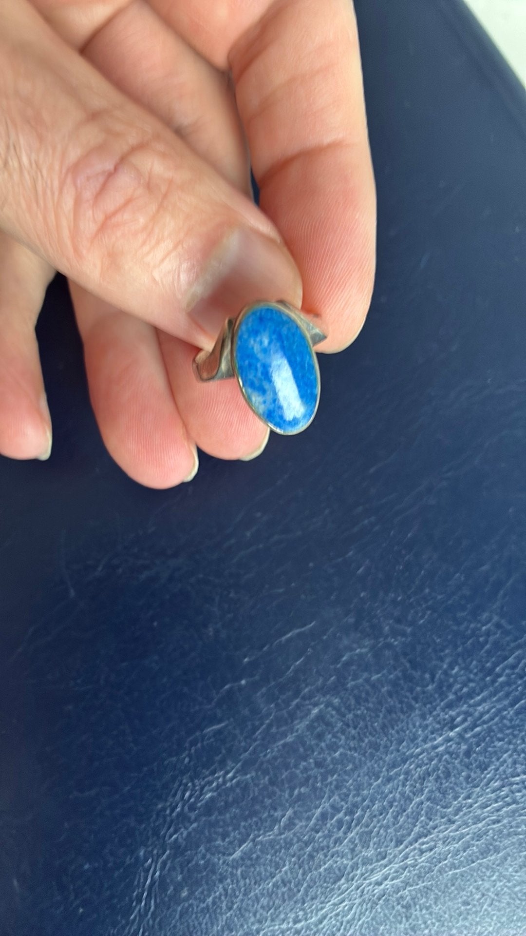 925 sterling zilver ring 18 mm blauwe steen, Sieraden, Tassen en Uiterlijk, Ringen, 18 tot 19, Gebruikt, Blauw, Ophalen of Verzenden