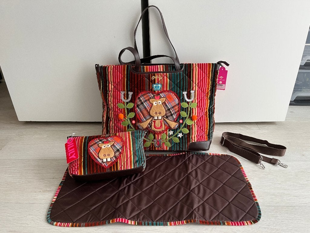 NIEUW Oilily Heddles Paard Luiertas Tas Diaperbag Schooltas, Verzorgingstas, Schoudertas functie, Overige merken, Nieuw
