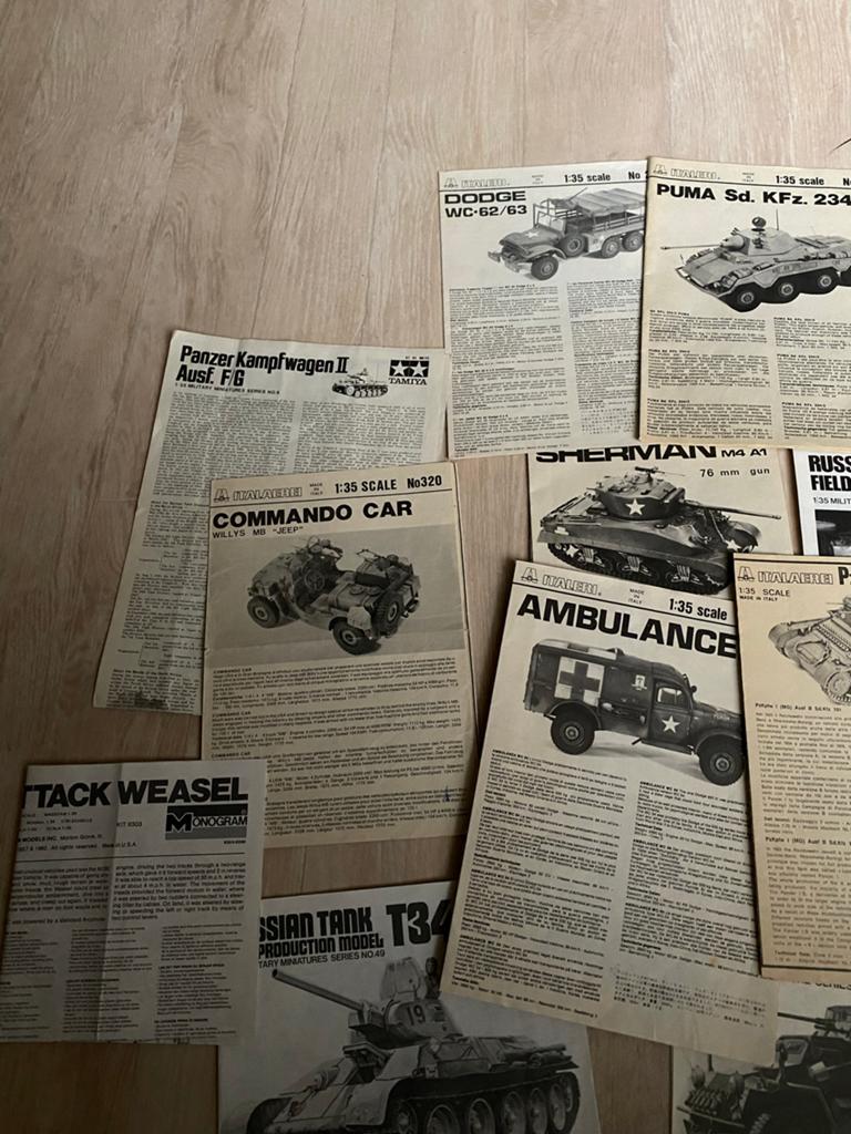Vintage Modelbouw Handleidingen - Tamiya, Italeri, Monogram, Gebruikt, Auto, 1:32 tot 1:50, Ophalen of Verzenden
