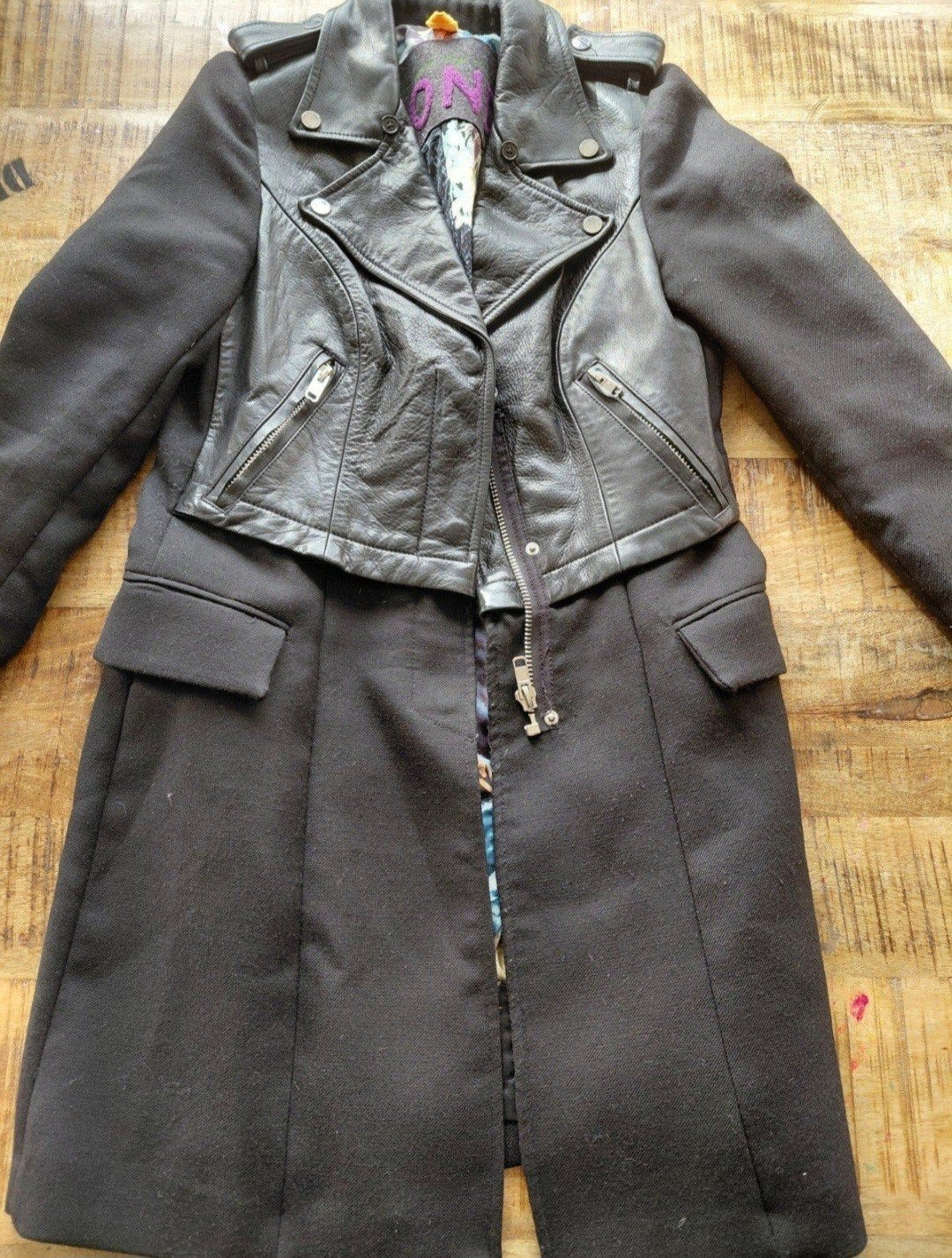 Blonde No.8 Leren Jas met Wol Details, maat M, Blonde No.8, Zwart, Ophalen of Verzenden, Maat 36 (S)