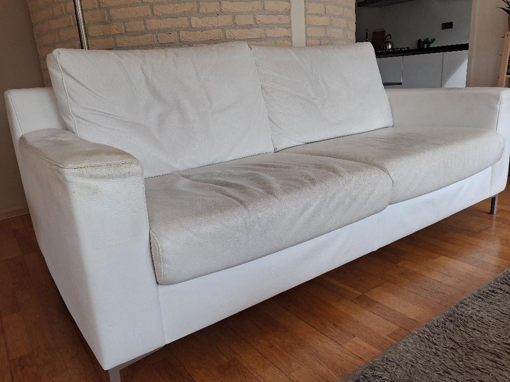 GRATIS prachtige wit, leren 3 zits bank, Topform,, Huis en Inrichting, Ophalen, Gebruikt, 150 tot 200 cm, Driepersoons