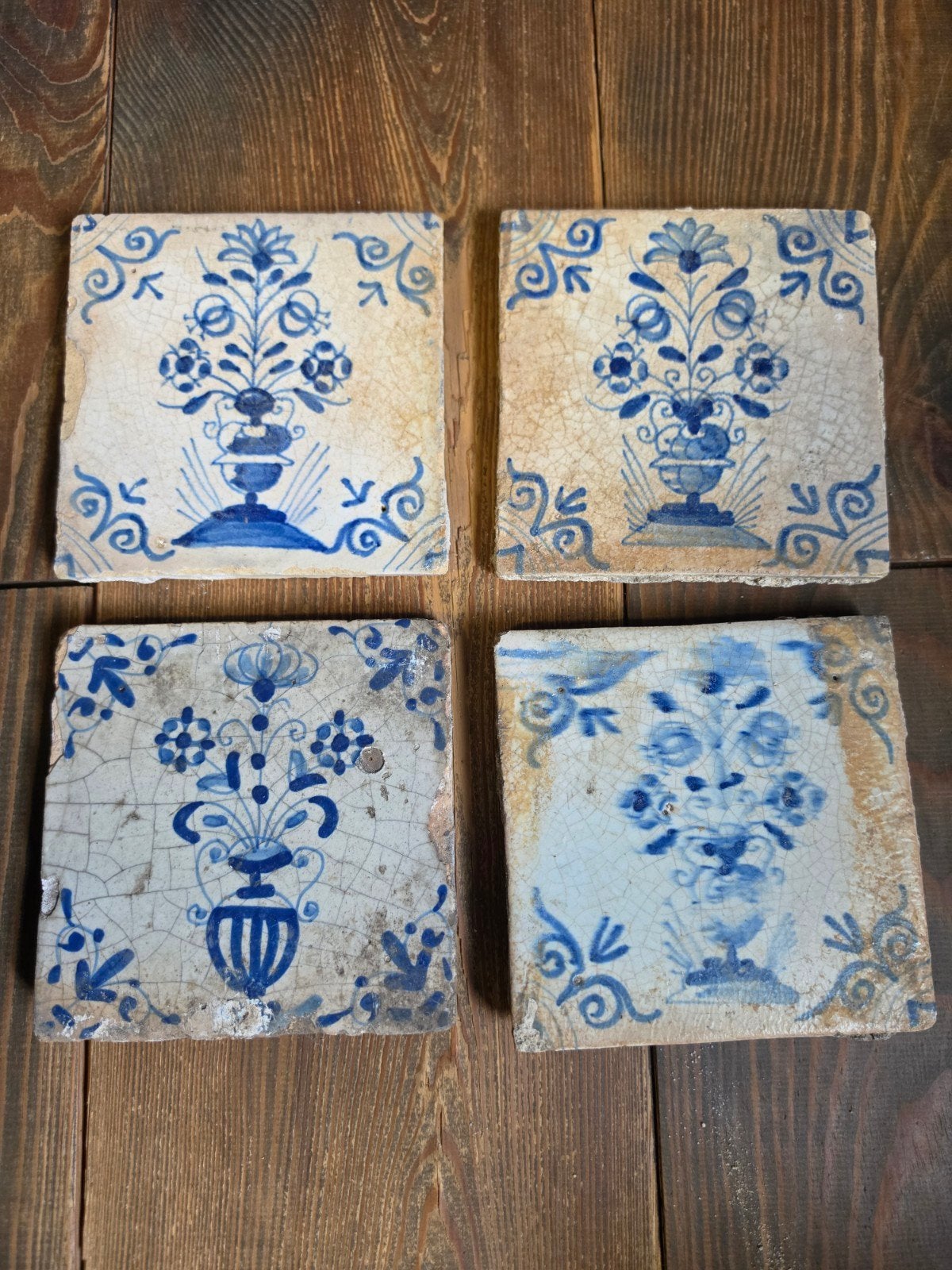4 antieke tegels 17e. eeuw, Antiek en Kunst, Ophalen