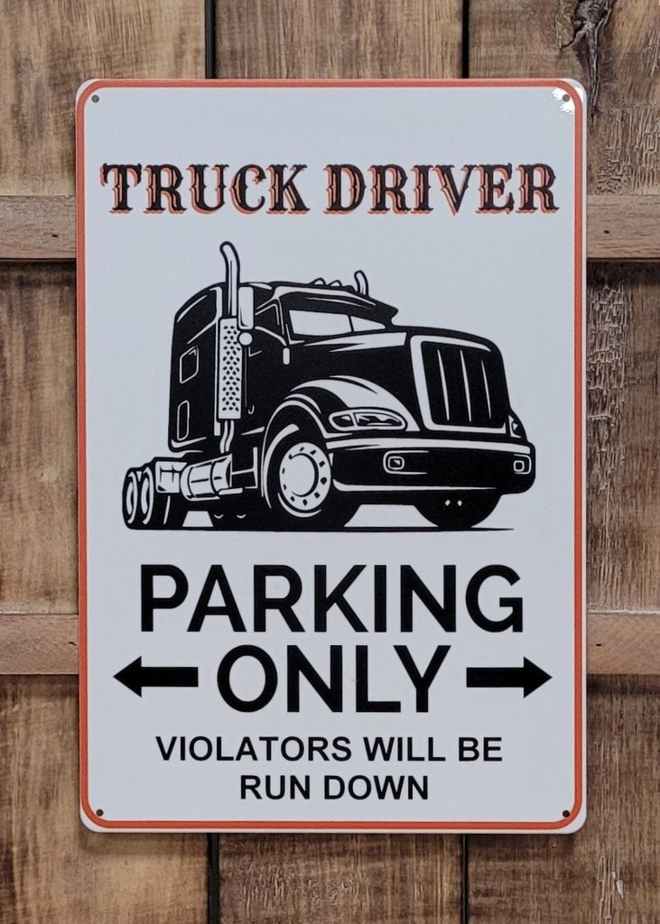 Truck Driver parking only vrachtwagen metalen reclamebord, Info@deconoord.nl, Deco Noord, Nieuw, Ophalen of Verzenden