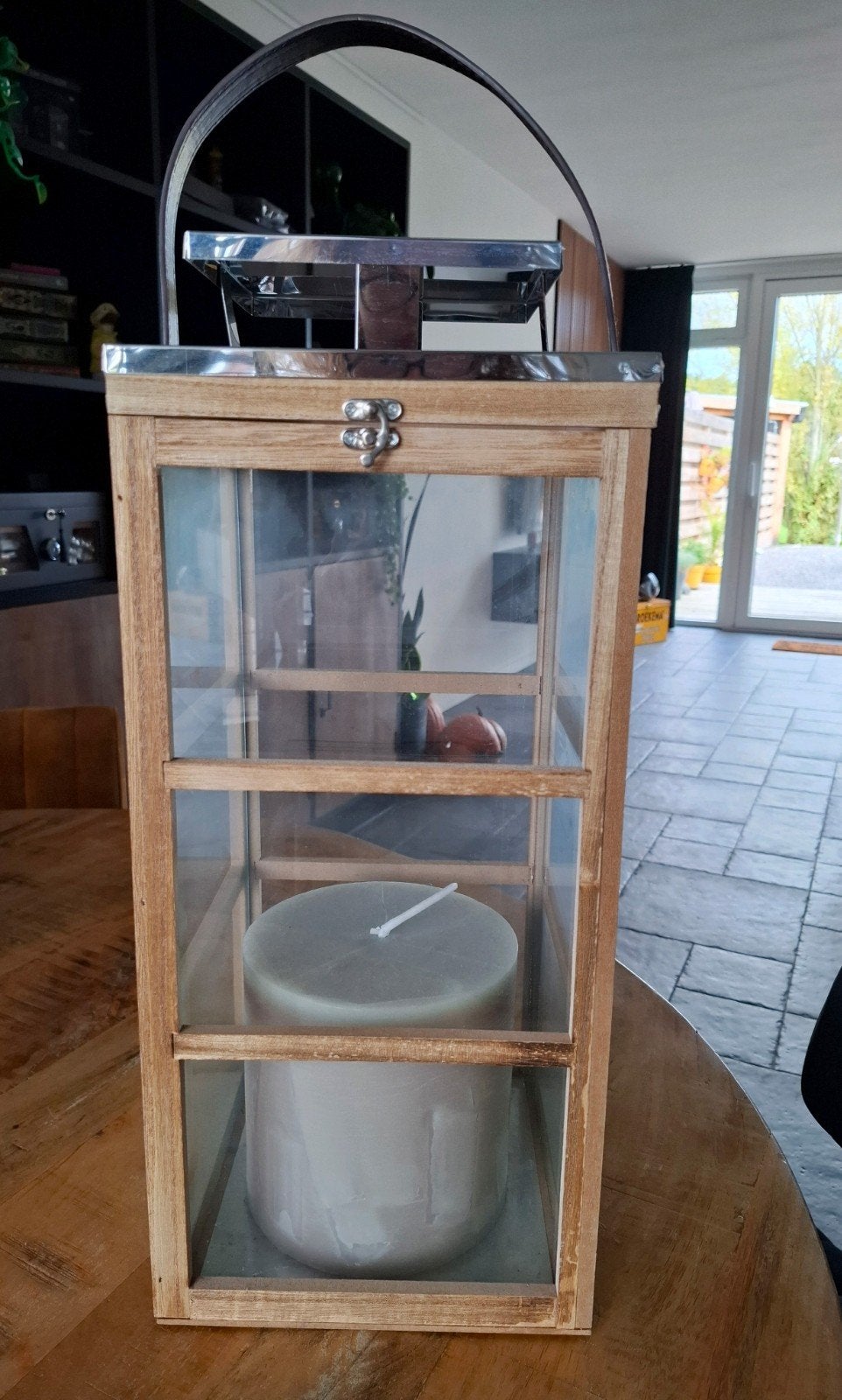 Decoratieve lantaarn, Huis en Inrichting, Ophalen, Zo goed als nieuw, Hout, Lantaarn