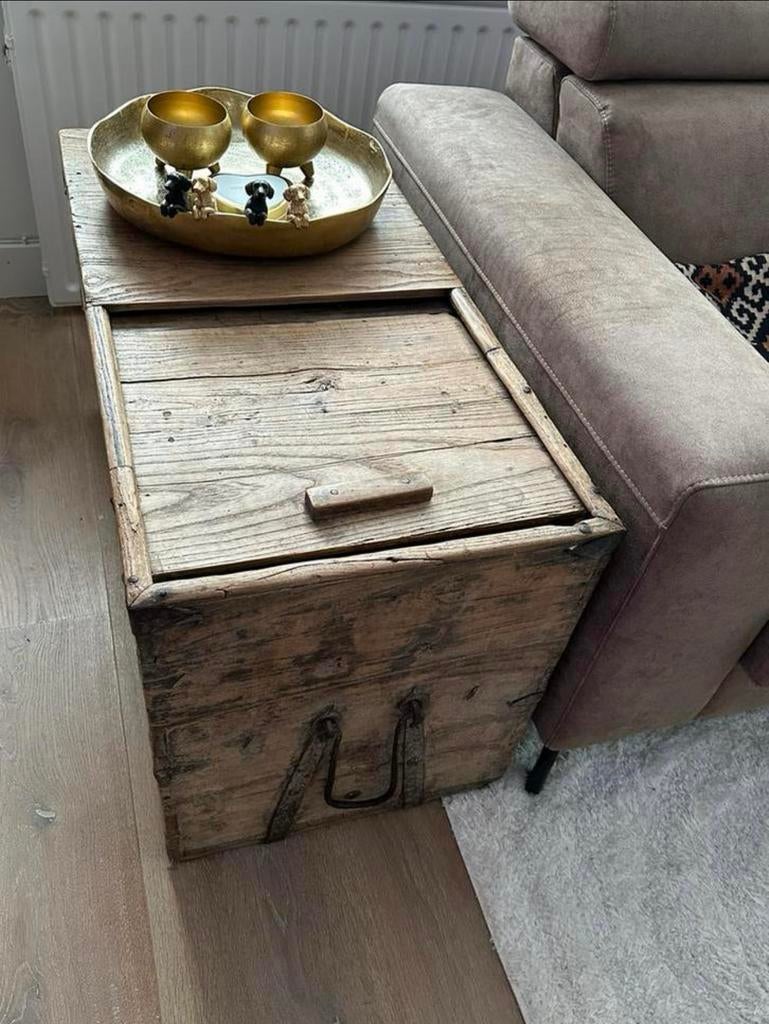 Prachtige stoere Himalaya kist met schuifdeksel, Ophalen, 50 tot 100 cm, Zo goed als nieuw, Minder dan 50 cm