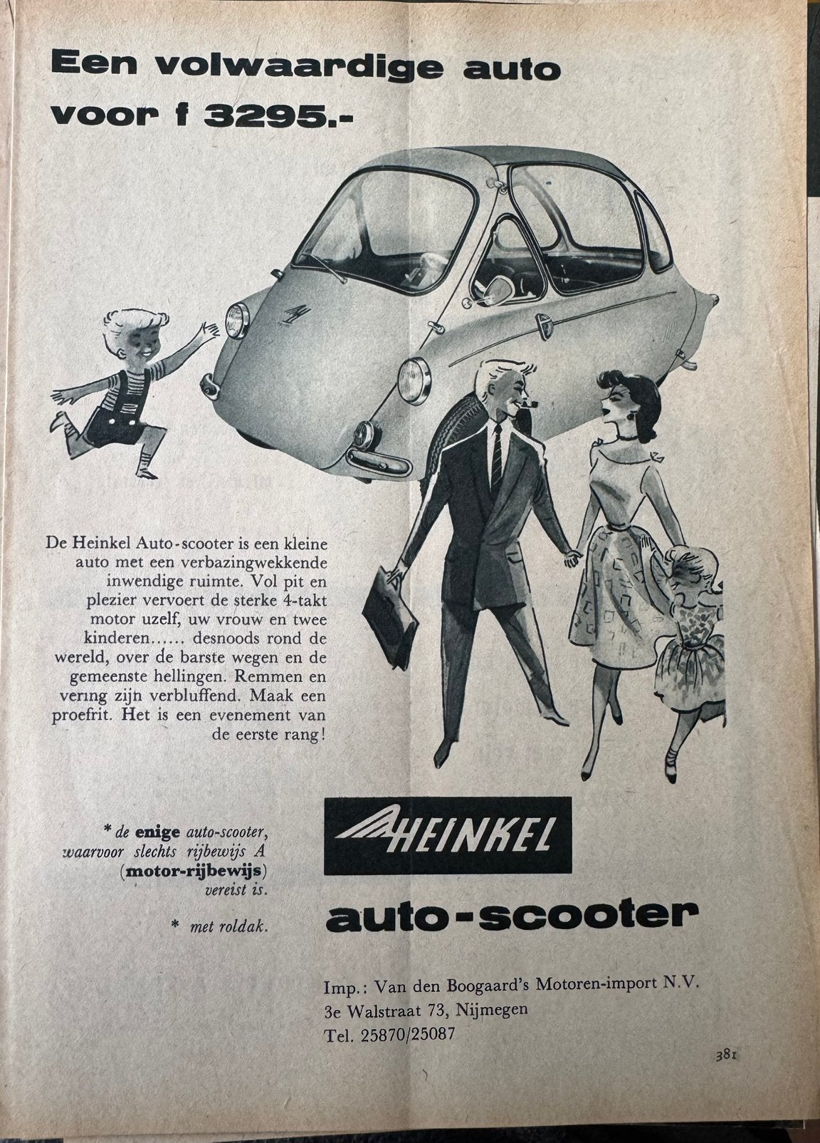Advertentie Heinkel auto scooter, Verzenden, Zo goed als nieuw, Auto's