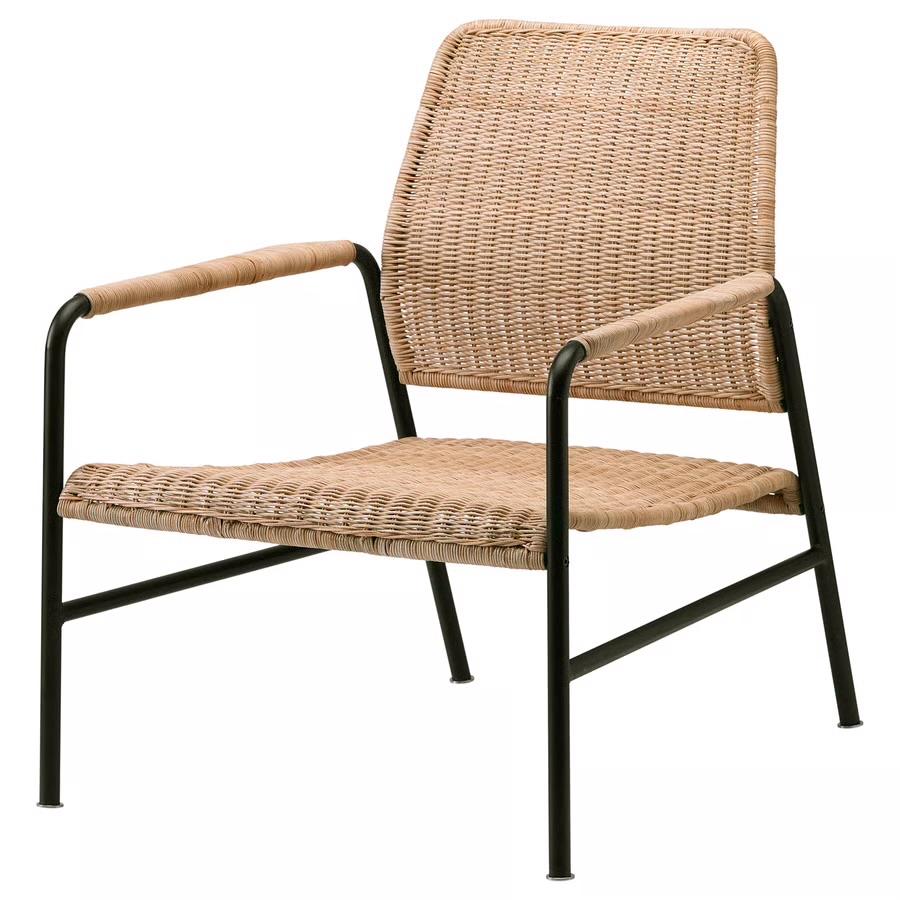 IKEA ULRIKSBERG Rieten Fauteuil/stoel- Gebruikt, Huis en Inrichting, Fauteuils, Ophalen, Gebruikt, 50 tot 75 cm, Riet of Rotan