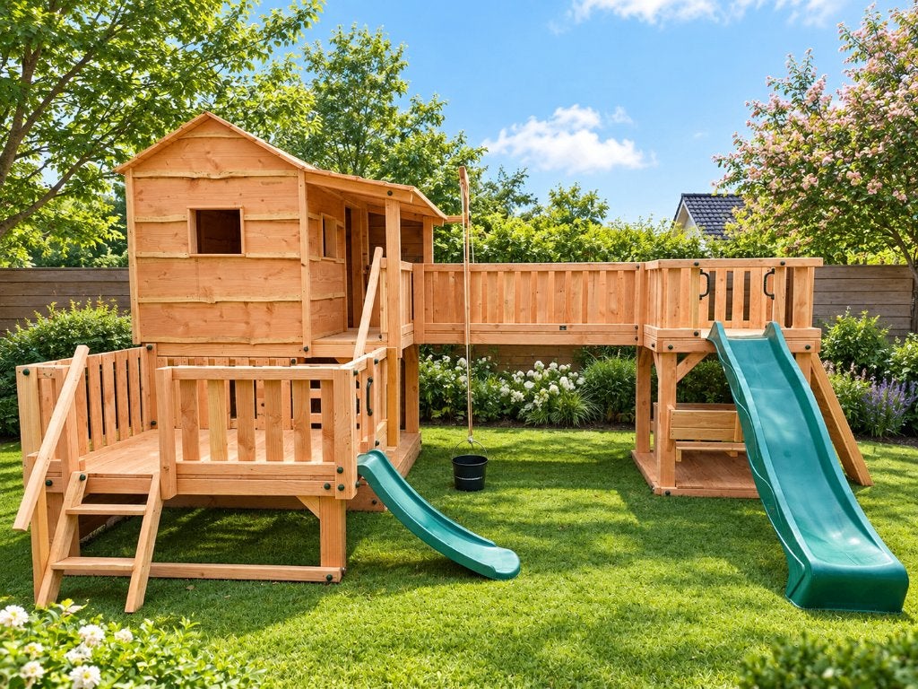 BOOMHUT VILLA speeltoren speelhuis klimtoren speeltoestel, Ophalen, Nieuw, Klimnet, Aanbouwonderdeel
