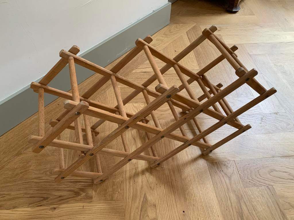 Inklapbaar houten wijnrek, Ophalen of Verzenden, Zo goed als nieuw, Hout, Minder dan 50 cm