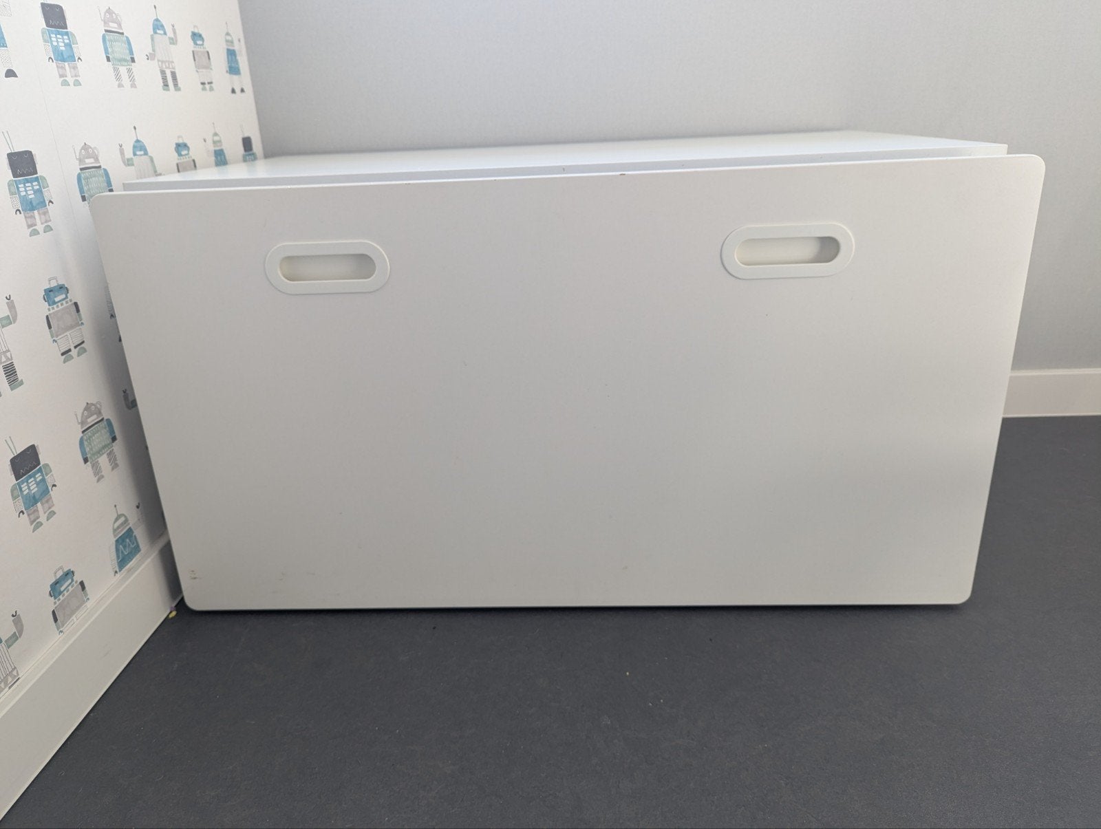 Witte opbergkast/bank met opbergbakken, Gebruikt, 50 tot 70 cm, 75 tot 100 cm, Commode