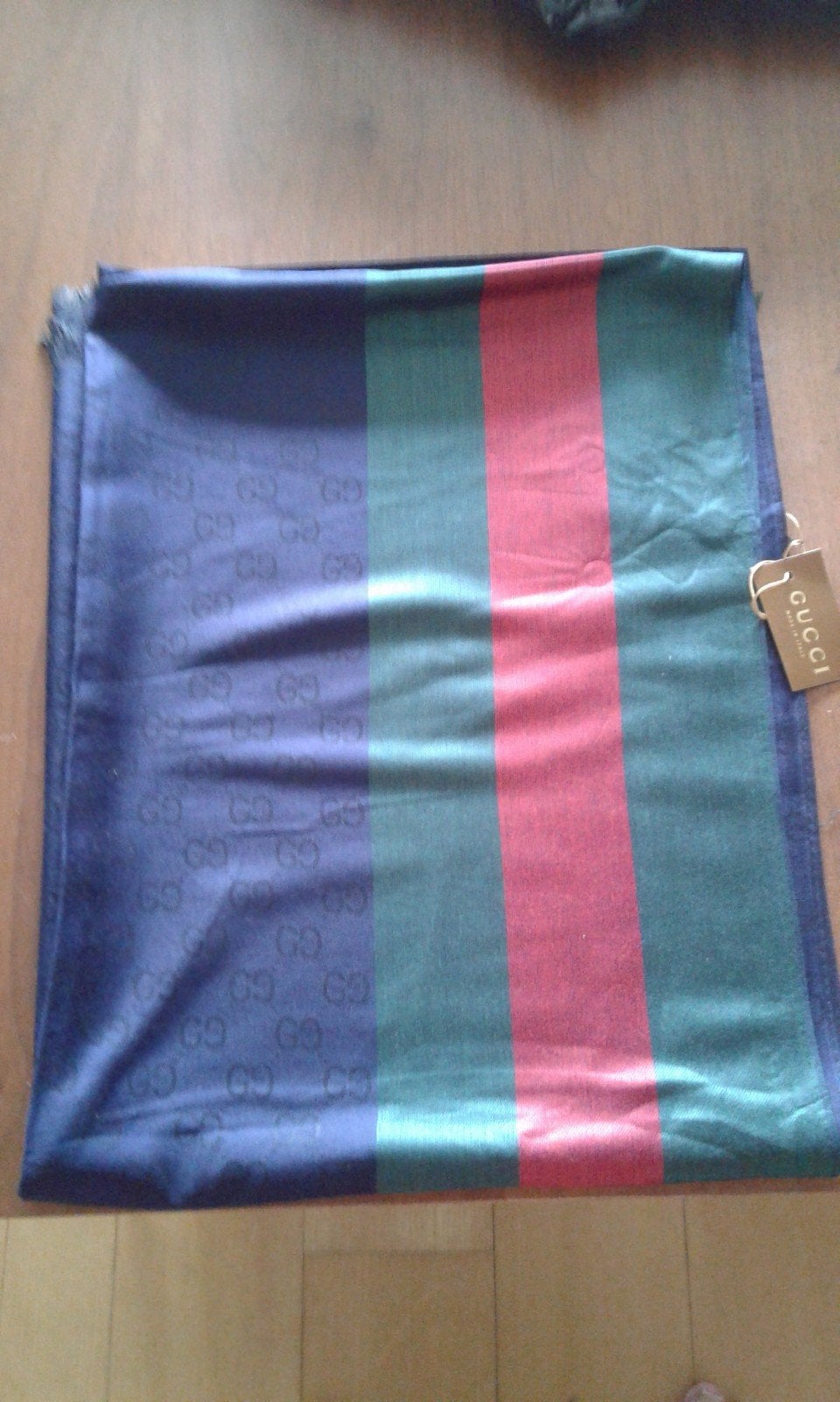 Nieuwe Gucci Sjaal met blauw-groen en rode strepen, Gucci, Ophalen of Verzenden, Nieuw, Sjaal