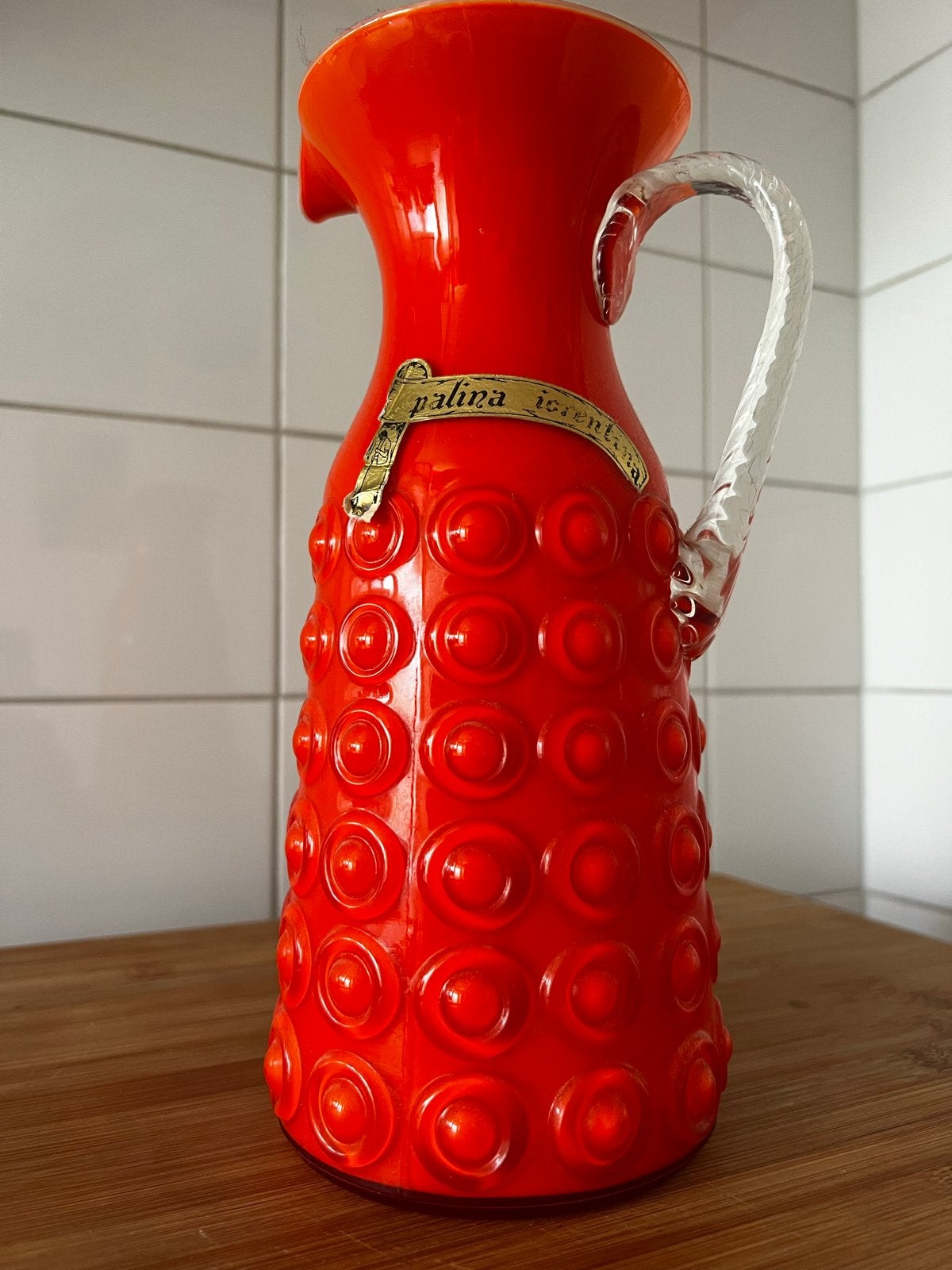 Vintage Palina Iorentina Murano Glas Karaf Oranje Rood, Ophalen