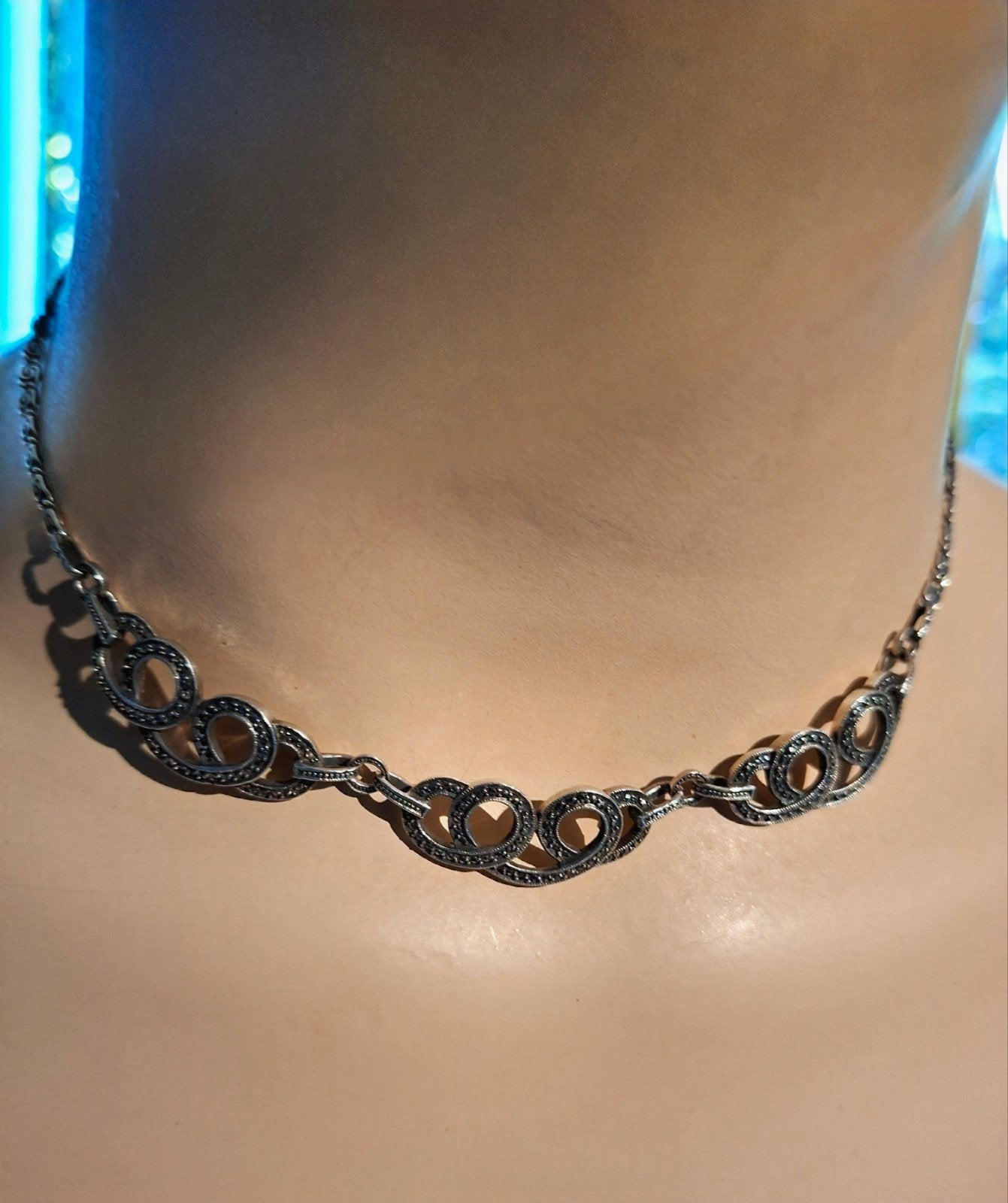 Antiek Art Deco collier zilver 935 marcasiet – jaren '20/'30, Ophalen of Verzenden, Zilver, Ketting