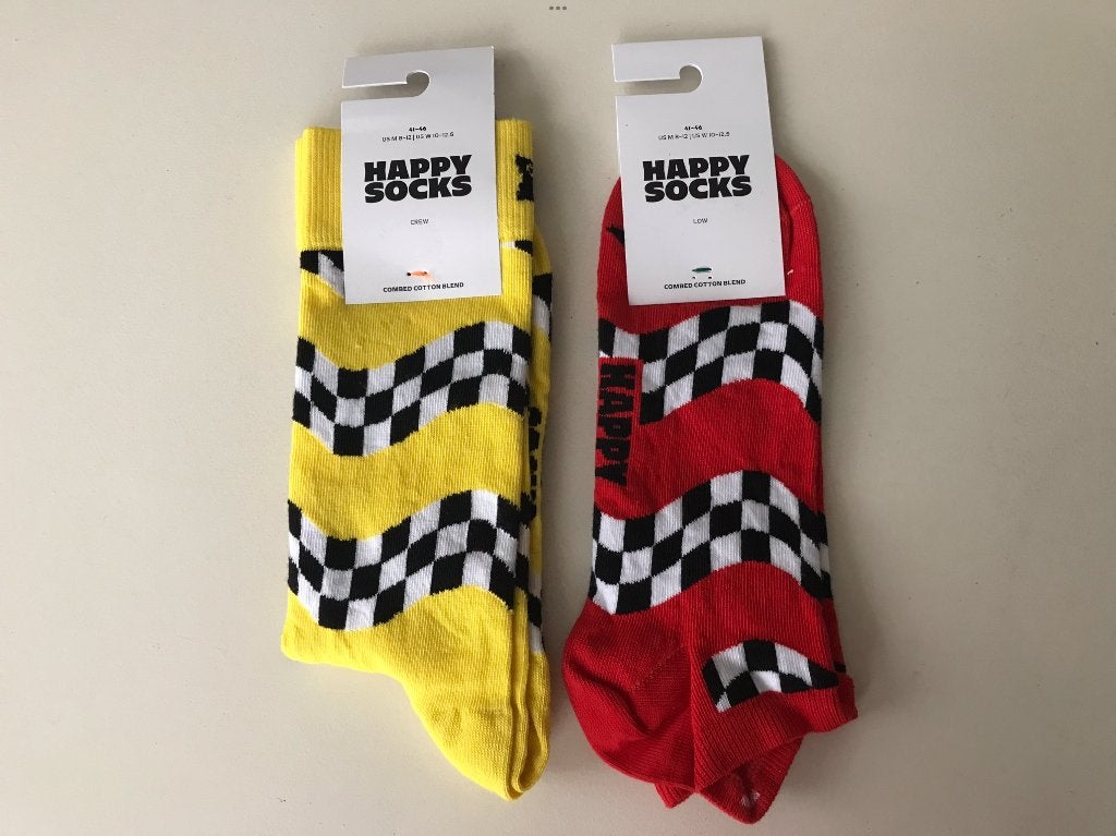 2 paar Happy Socks Crew Low Race motief 41 - 46, Kleding | Heren, Sokken en Kousen, Overige kleuren, Ophalen of Verzenden, Happy Socks