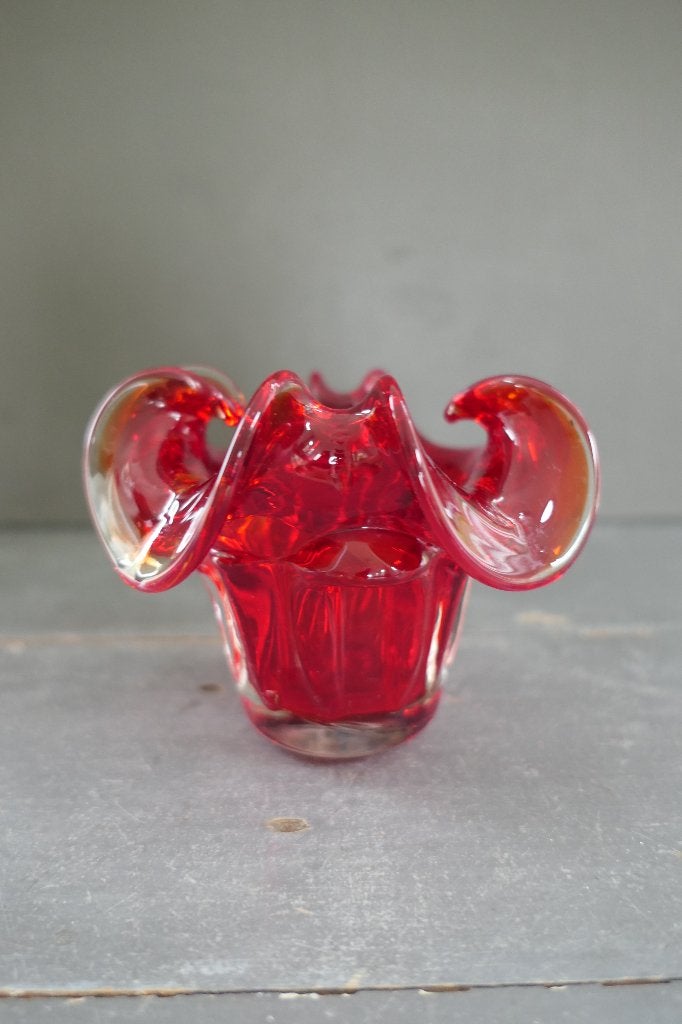 Vintage Murano zware rode glazen vaas, Verzenden