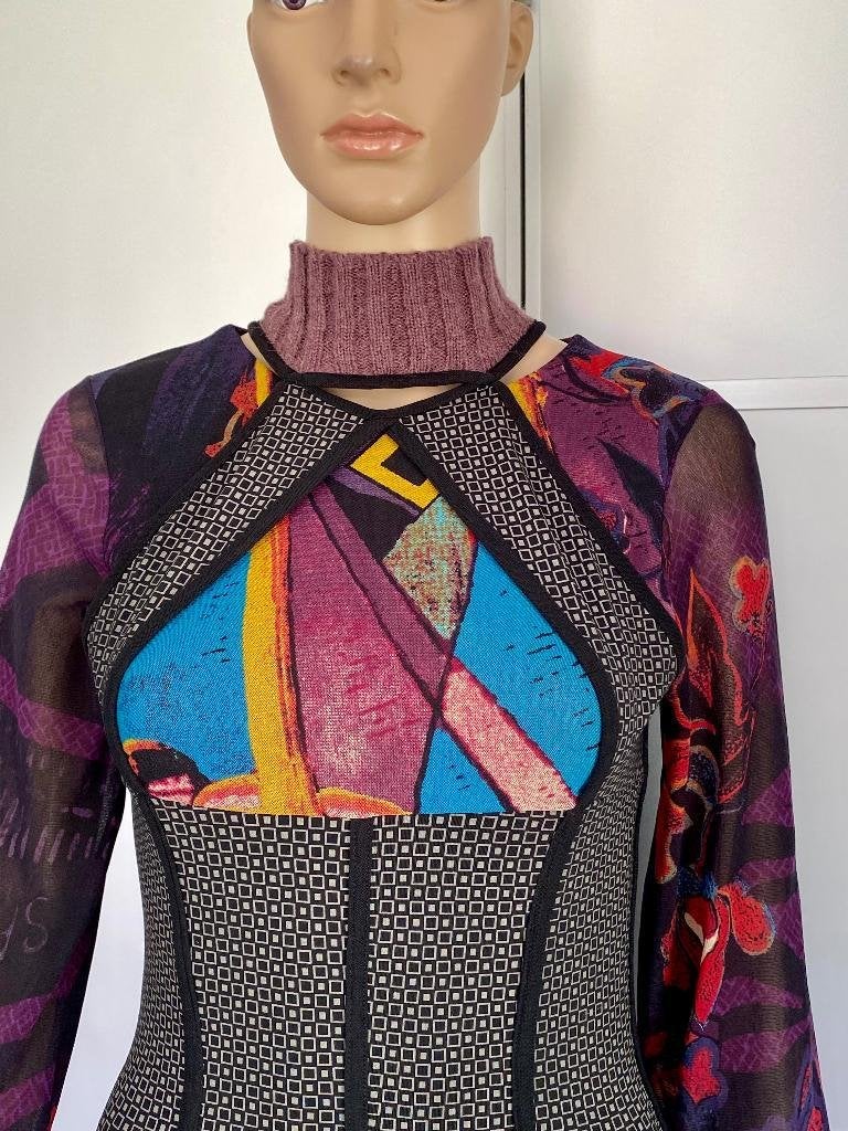 J608 Save the Queen mt 36/38=S/M trui top zwart/blauw/paars, Blauw, Zo goed als nieuw, Maat 36 (S), Save the Queen