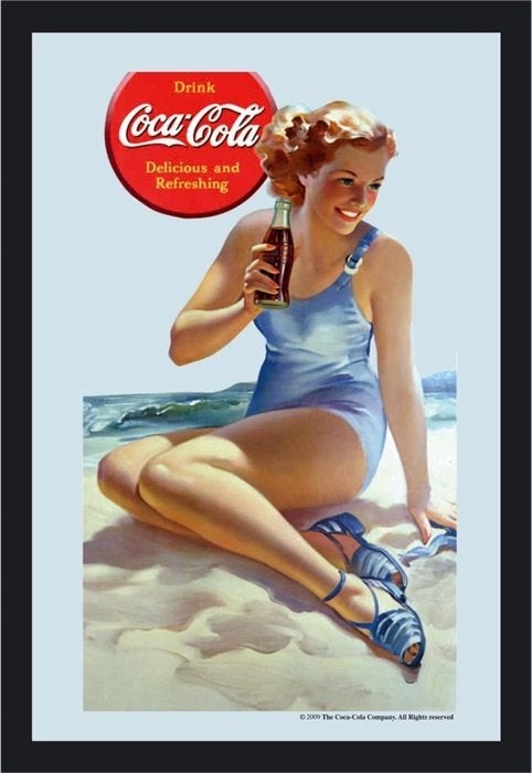 Coca Cola pinup vrouw reclame spiegel wanddeco decoratie, Verzamelen, Reclamebord, Info@deconoord.nl, Deco Noord, Nieuw