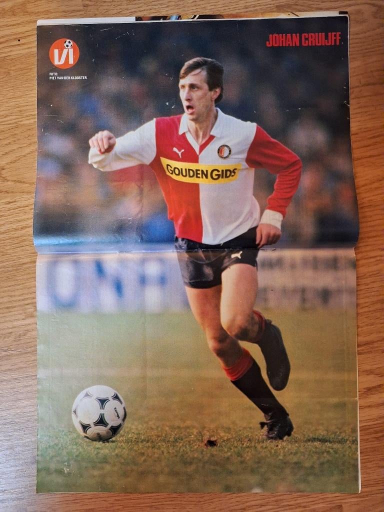 Oude poster Johan Cruijff - Feyenoord (1984), Ophalen of Verzenden, Zo goed als nieuw, Feyenoord, Poster, Plaatje of Sticker