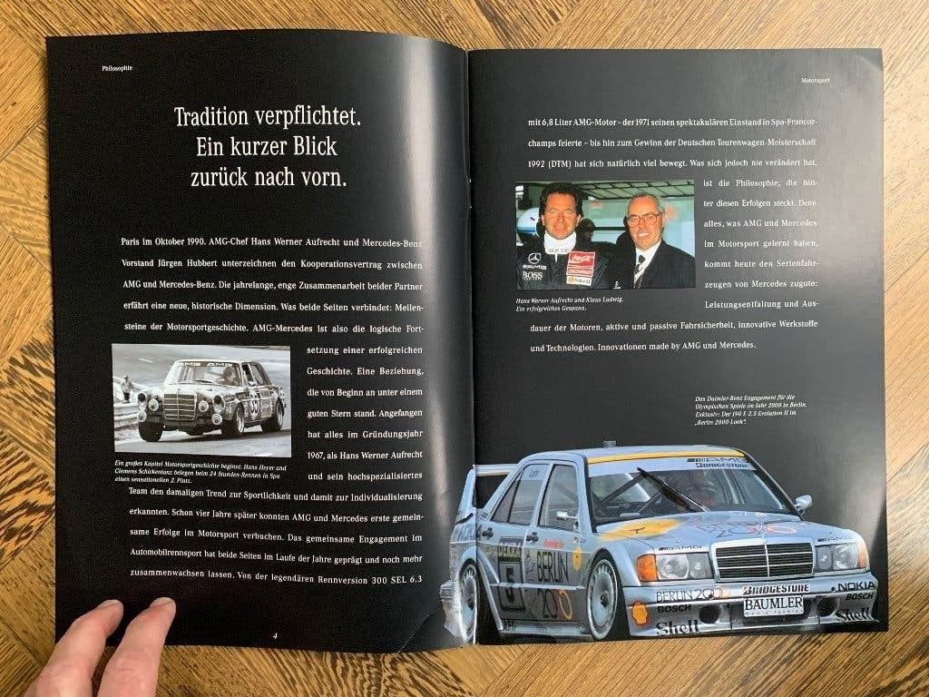 Folder, brochure Mercedes-Benz AMG 1992 Duitstalig, Zo goed als nieuw, Mercedes-Benz, Mercedes, Ophalen of Verzenden