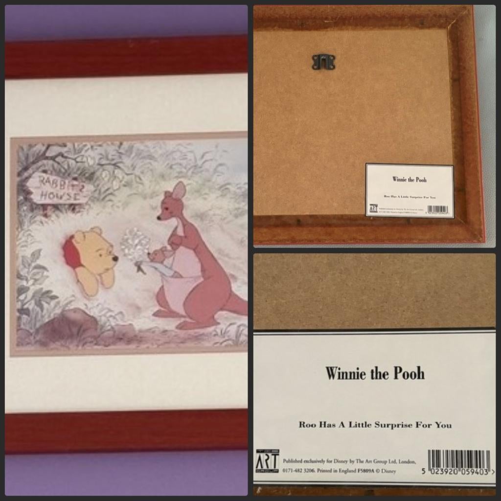 Winnie the Pooh -roodbruin houten lijst 45.5 x 35.5cm - glas, Verzamelen, Disney, Ophalen of Verzenden, Winnie de Poeh of vrienden