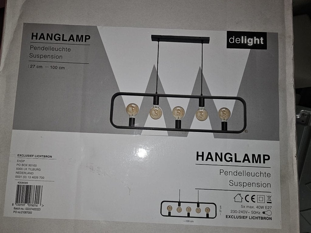 Delight hanglamp 5-lichts industrieel – nieuw in doos, Ophalen, Nieuw