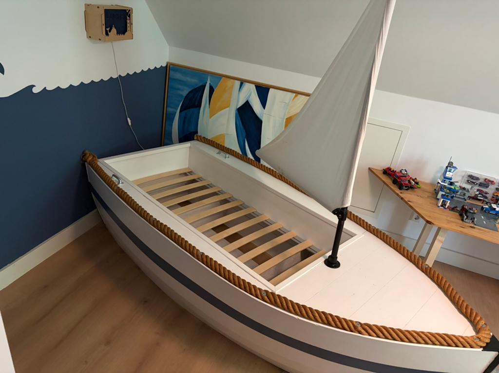 Schitterend mooi (zeil)boot bed, 85 tot 100 cm, Zo goed als nieuw, 180 cm of meer, Ophalen