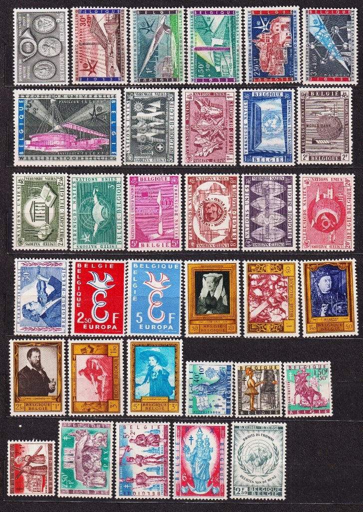 België 1958 volledig jaar zonder Boudewijn, Ophalen, Postfris, Spoor van plakker