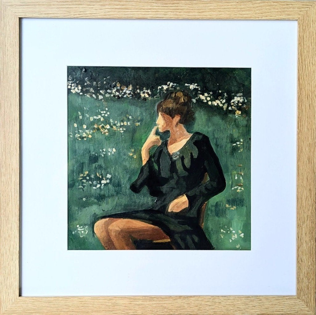 Original Schilderij "Lente"  (Ingelijst 30x30 cm), Antiek en Kunst, Acrylverf, Impressionistisch, Ophalen of Verzenden, Landschap