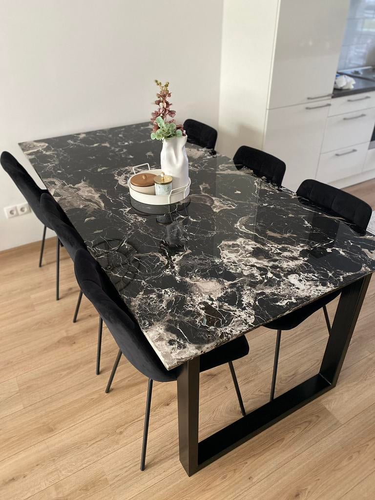 Eettafel met stoelen, Huis en Inrichting, Ophalen, 200 cm of meer, 50 tot 100 cm, Zo goed als nieuw