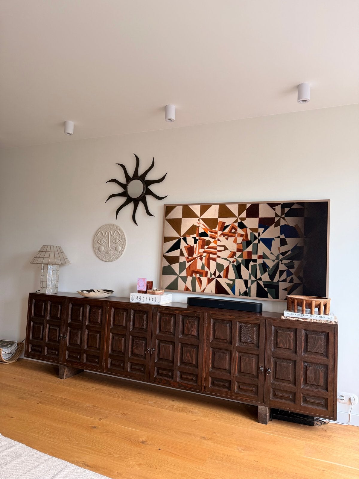 Vintage houten brutalistisch dressoir uit Spanje, Ophalen of Verzenden