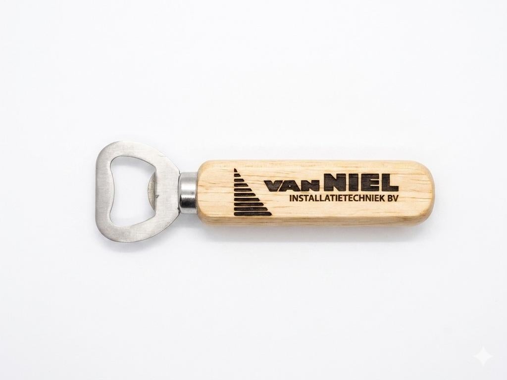 Gepersonaliseerde flesopener met logo - Hout en metaal, Ophalen of Verzenden, Nieuw