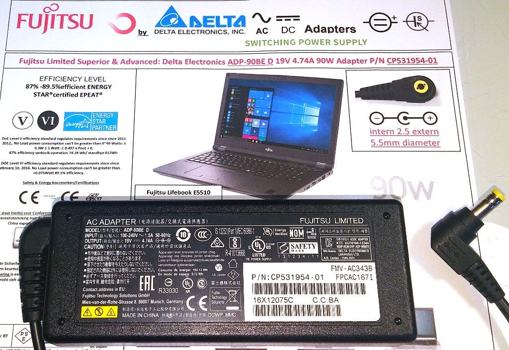 Fujitsu CP531954-01 19V 4.74A 90W Adapter Delta ADP-90BE D, Ophalen of Verzenden, Nieuw, Fujitsu Limited