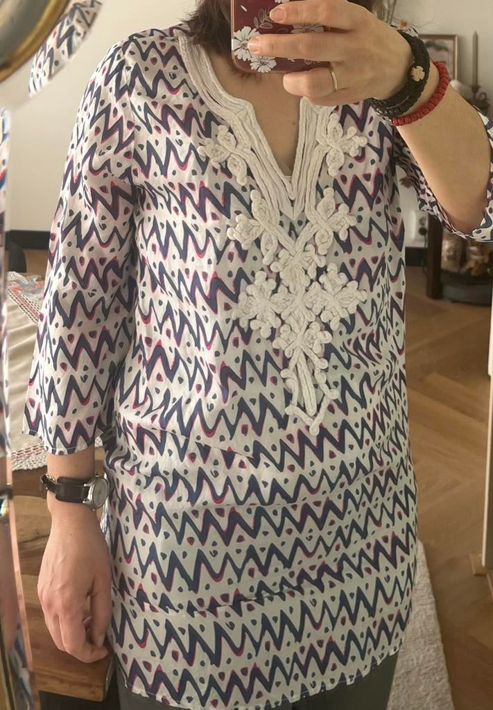 100% Zijden Tuniek Blouse "Blink Beach", Ophalen of Verzenden, Zo goed als nieuw, Wit