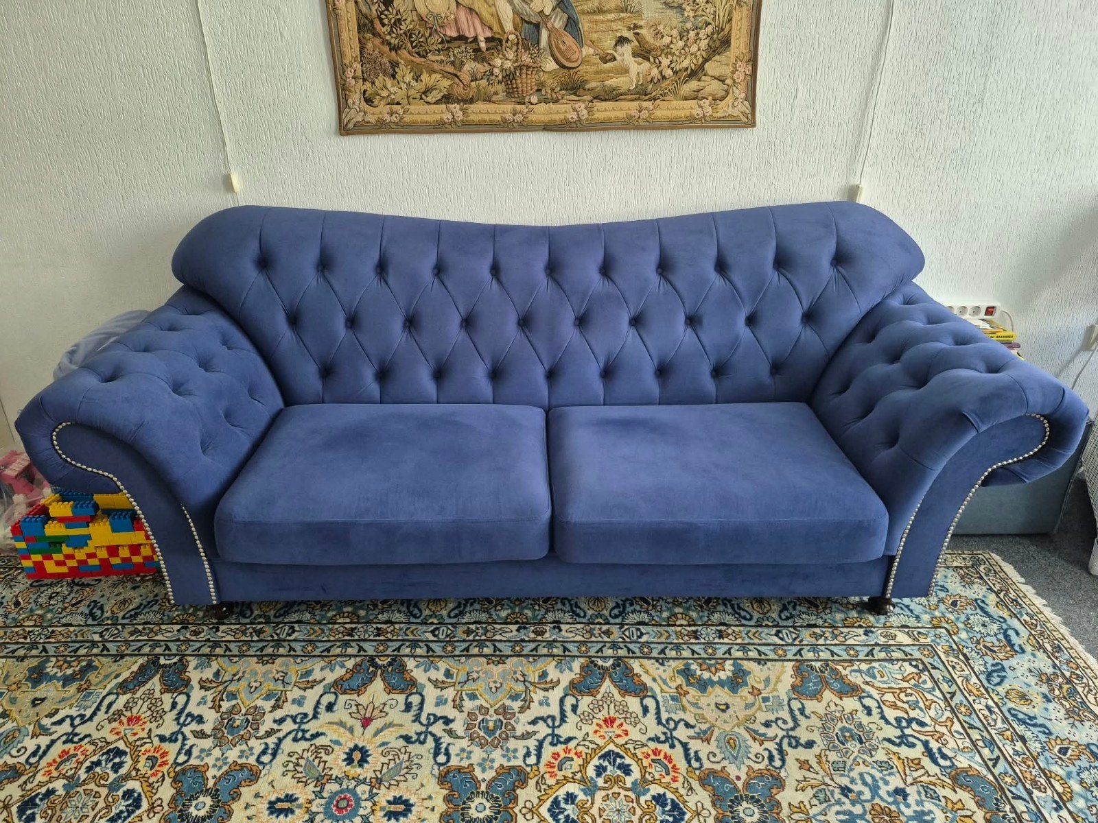 Prachtige blauwe bank 2,5 zits in zo goed als nieuw, Ophalen, Driepersoons, 75 tot 100 cm, Zo goed als nieuw