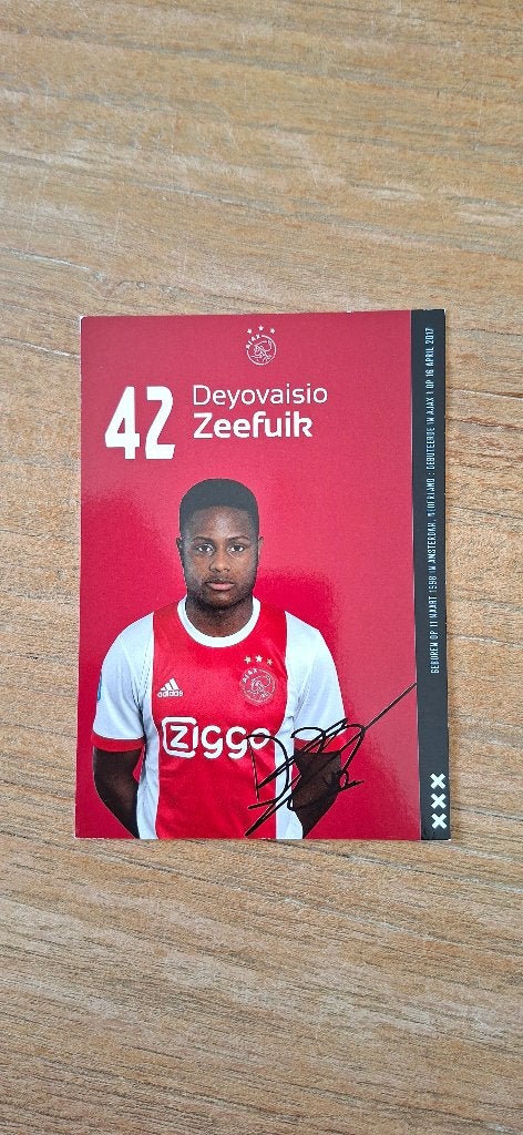 Spelerskaart; Deyovaisio Zeefuik # Ajax Amsterdam, Ophalen of Verzenden, Nieuw, Ajax, Spelerskaart
