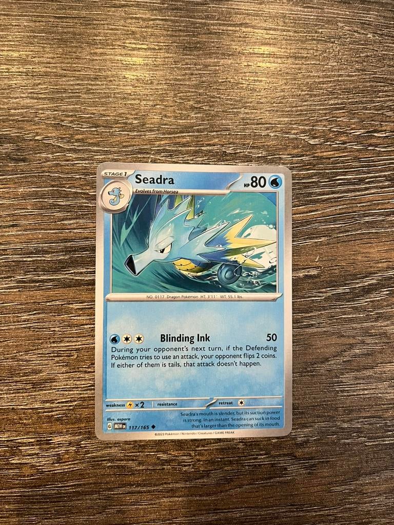 Seadra MEW 117/165, Hobby en Vrije tijd, Verzamelkaartspellen | Pokémon, Ophalen of Verzenden, Zo goed als nieuw