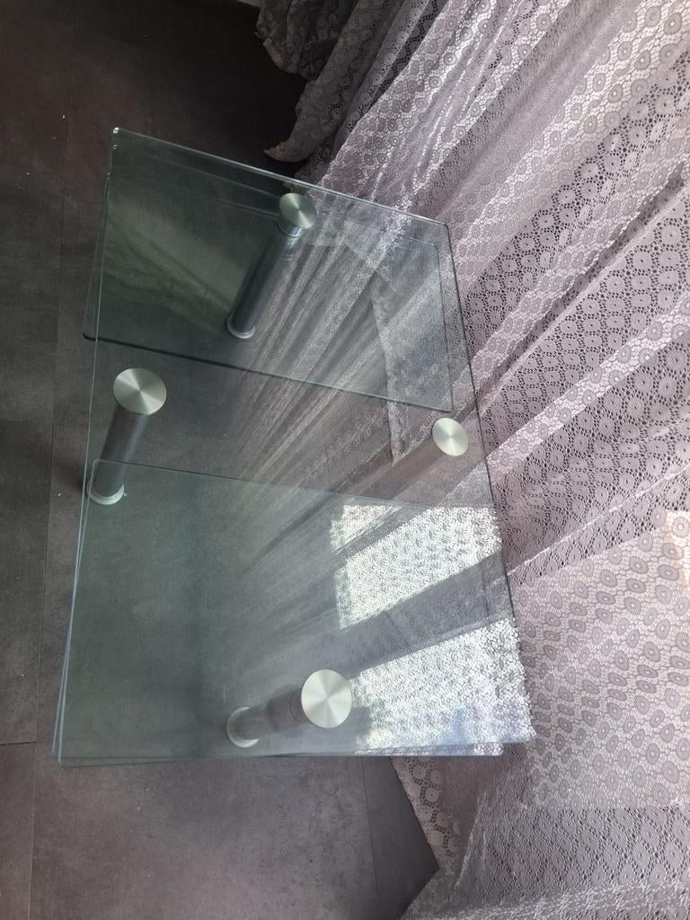 Glazen salontafel met twee lagen, Huis en Inrichting, Tafels | Salontafels, Ophalen of Verzenden