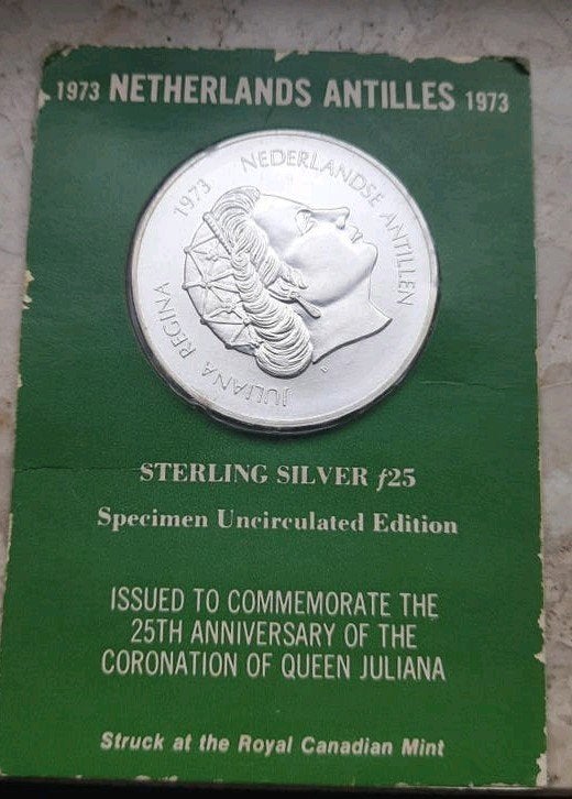 coincard 25 gulden 1973 Nederlandse Antillen, Ophalen of Verzenden, Overige typen