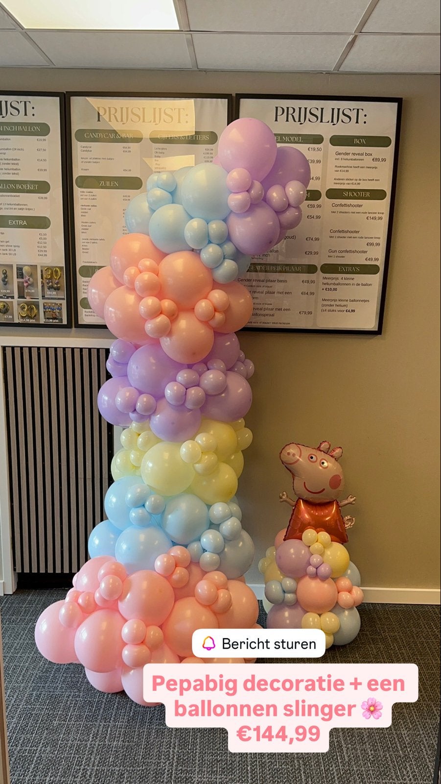 Peppa Pig ballonnen slinger en folie ballon decoratie, Hobby en Vrije tijd, Ophalen of Verzenden, Nieuw, Versiering, Verjaardag