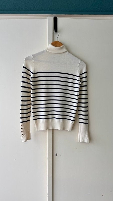 Zara gestreepte coltrui S 36 38 crème marine als nieuw, Kleding | Dames, Blauw, Zara, Ophalen of Verzenden, Zo goed als nieuw