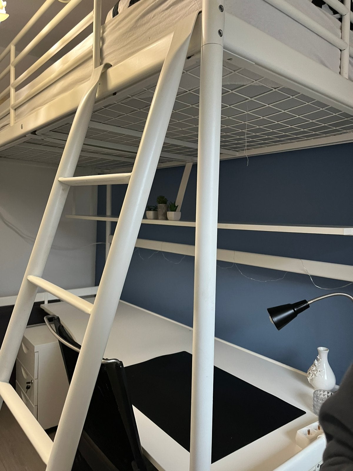 Ikea svarta hoogslaper met bureau, Ophalen, 85 tot 100 cm, Gebruikt, Hoogslaper of Stapelbed