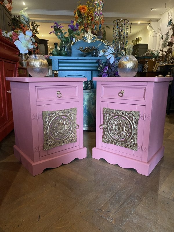 Set unieke nachtkastjes, twee kastjes Ibiza, Boho kast VdlM, Huis en Inrichting, Ophalen, 55 tot 70 cm, Zo goed als nieuw, 45 tot 65 cm